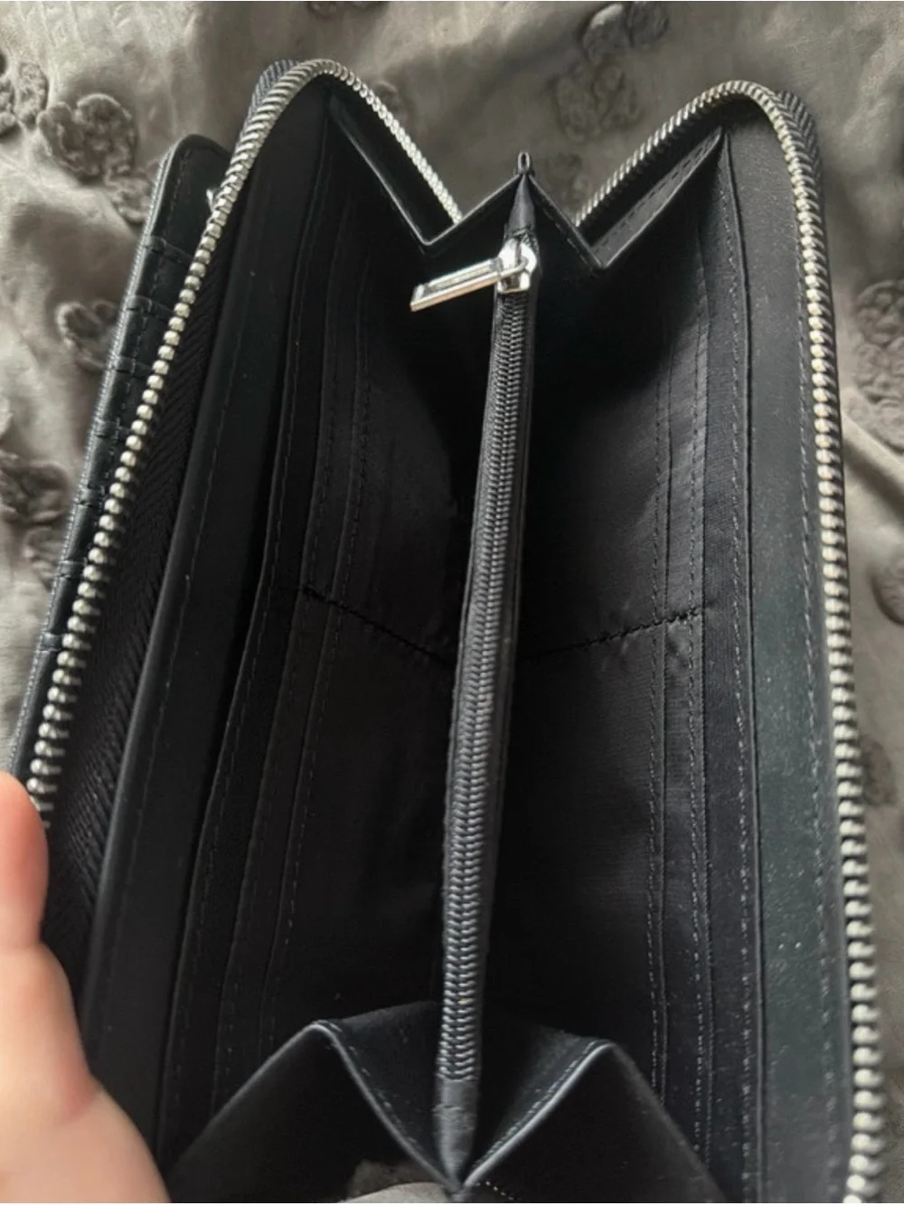 Guess Black Logo Zip-Around Wristlet Wallet with Monogram